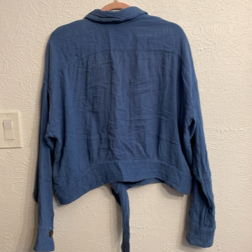 Free People Womens Sunstreaks Tie Front Button Down Blouse - Picture 4 of 4